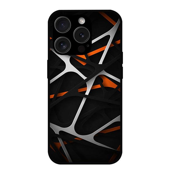 3D Look Shapes With Orange And White Combinations Metal & TPU Mobile Back Case Cover