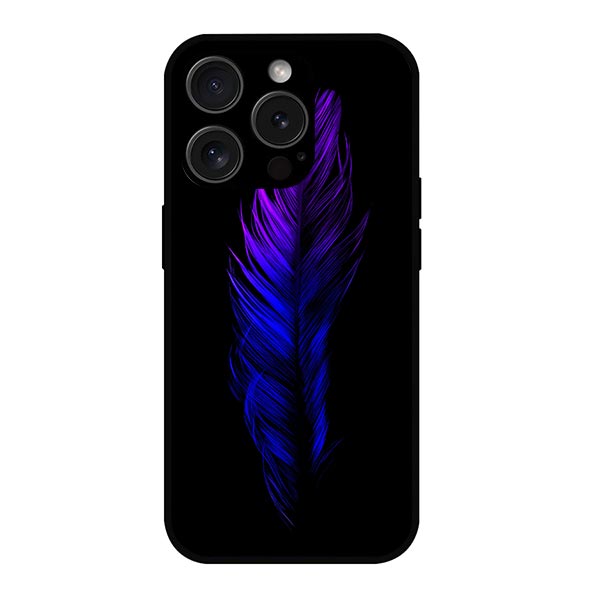 Purple Blue Bird Feather Metal & TPU Mobile Back Case Cover