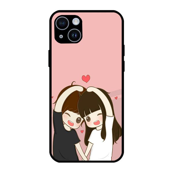 Best Couple Cartoon Metal & TPU Mobile Back Case Cover